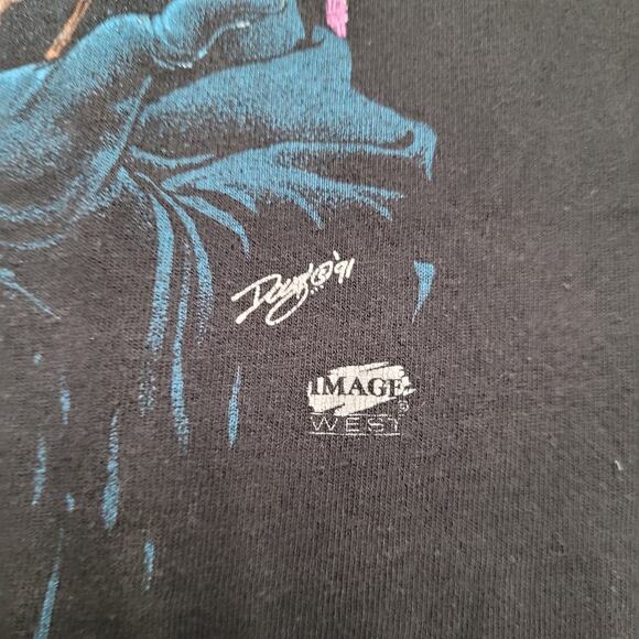 VTG 90s Native American Vaporwave T-Shirt Mens L Single Stitch Cropped Raw Hem - Picture 3 of 10